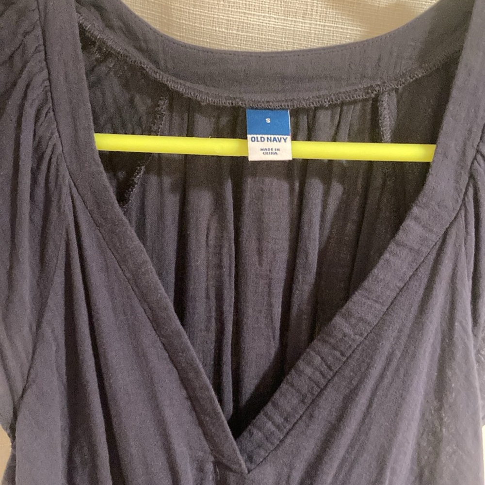 Cotton Tiered Navy Dress - Picture 2 of 9